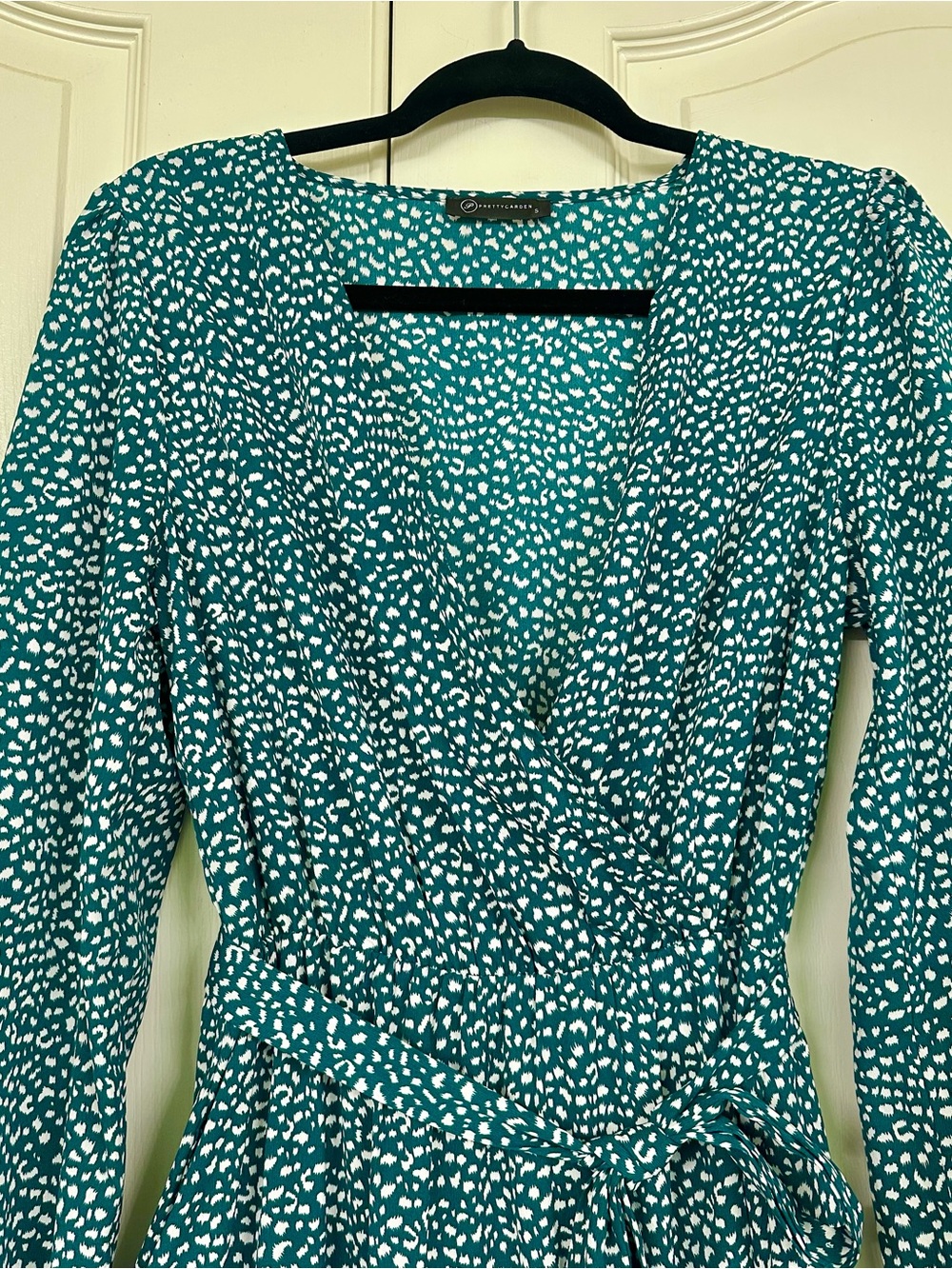 PrettyGarden Women Dark Green Polyester V Neck Long Sleeve Floral Maxi Dress S - Picture 3 of 13